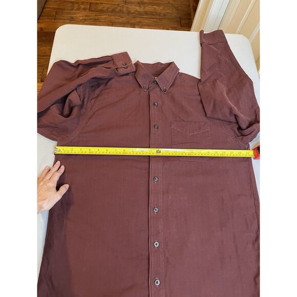 LL Bean Shirt Men's M Tall Maroon Button Front Thick Long Sleeve 278630 - Picture 5 of 7
